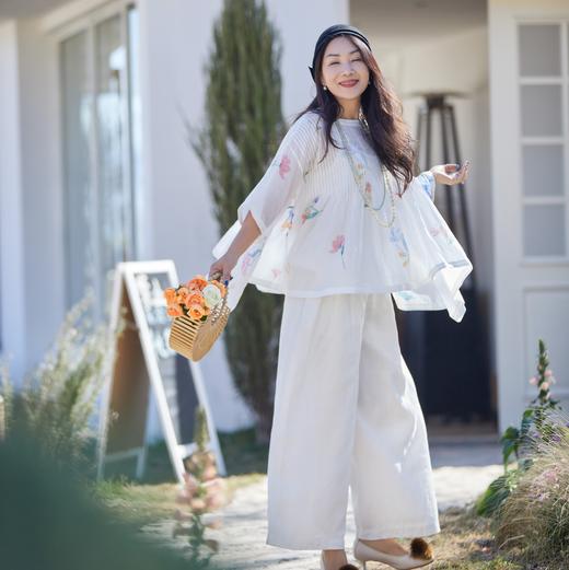 【林栖设计小店】手工绣花|婴儿棉压褶肌理感2026夏新款印花衬衣两件套1962140 商品图2