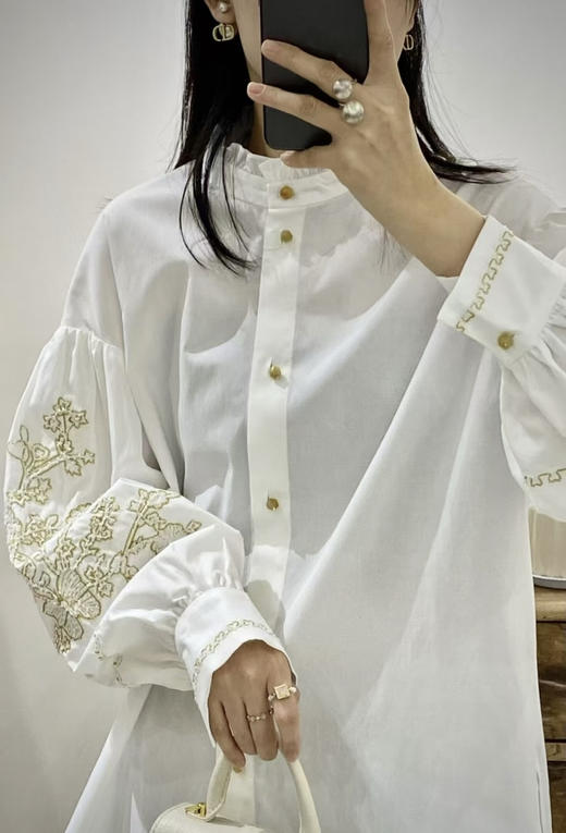 原单新款重磅金线刺绣木耳领设计感衬衫（宽松款） 商品图2
