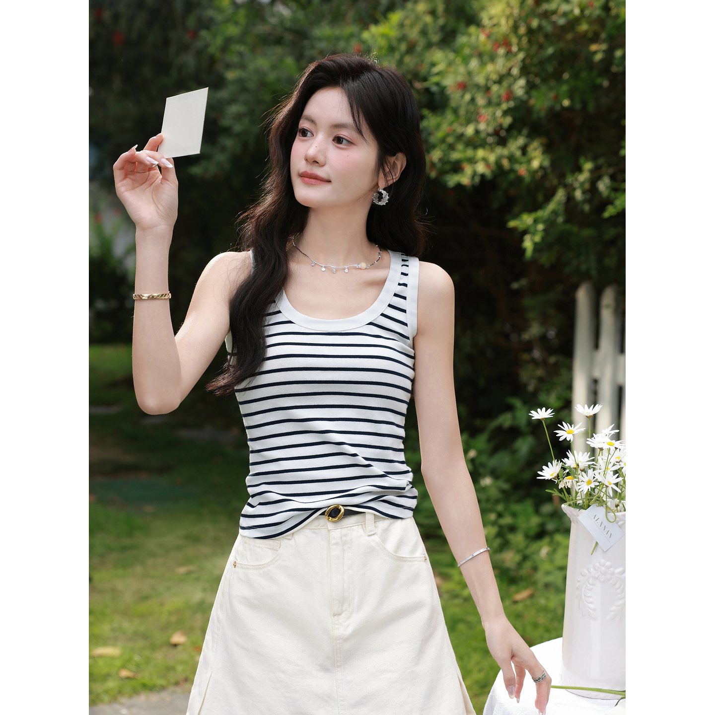 鹿向南【0330/20:00新品前一小时7折限量100件】条纹背心吊带