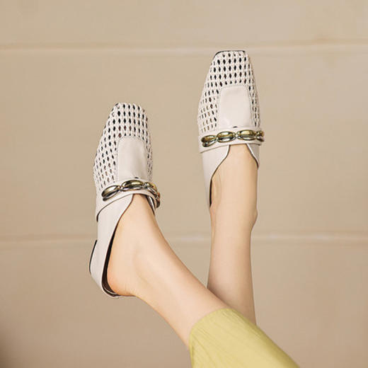 【预售5天】包头凉拖鞋女夏外穿出高级感绝美新款编织拼接镂空内增高方头NGMZR&72-122 商品图3