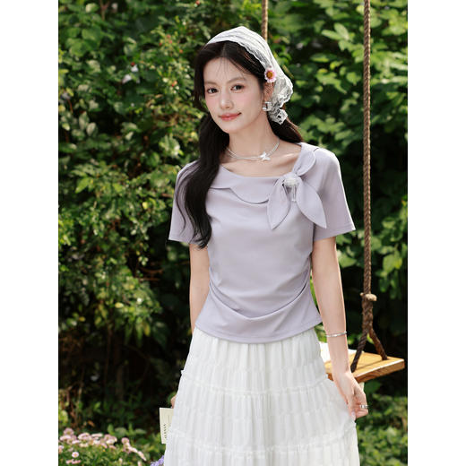 鹿向南【0330/20:00新品前一小时7折限量100件】紫色T恤 商品图3