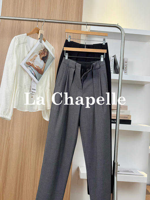 专柜实拍【含绵羊毛】拉夏贝尔/La Chapelle垂顺有型遮胯显瘦~春夏压褶西装裤通勤百搭休闲裤女 商品图3