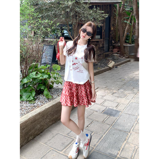 <曾小咸推荐>甜美风字母印花圆领短袖T恤【预售7-15天发货】 商品图3