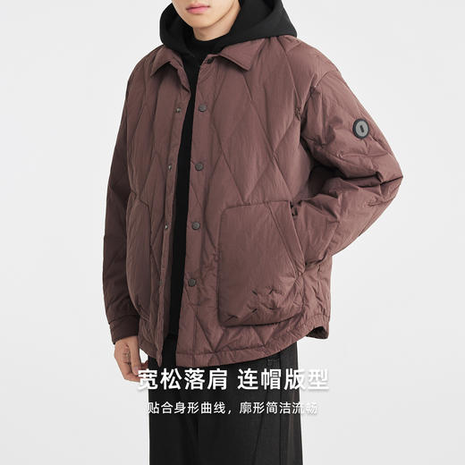 墨麦客男装假两件连帽羽绒服男2025冬新款菱形衔线羽绒外套88812 商品图1