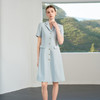 IWY/夏季蓝色短袖西装连衣裙女高级感气质收腰裙子正式场合职业裙6Q19 商品缩略图3