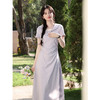 鹿向南「妍曲芙音」法式温柔灰紫色连衣裙女夏季新款收腰显瘦长裙 商品缩略图3