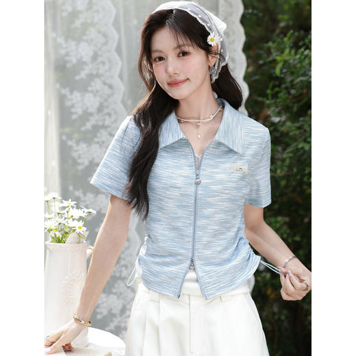 鹿向南【0330/20:00新品前一小时7折限量100件】蓝色T恤 商品图1