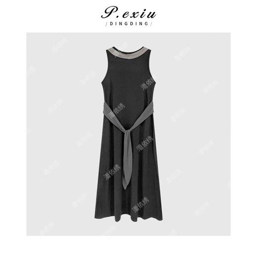 04-1潘依绣丁丁宠粉小众设计老钱风无袖圆领连衣裙Q29841 商品图1