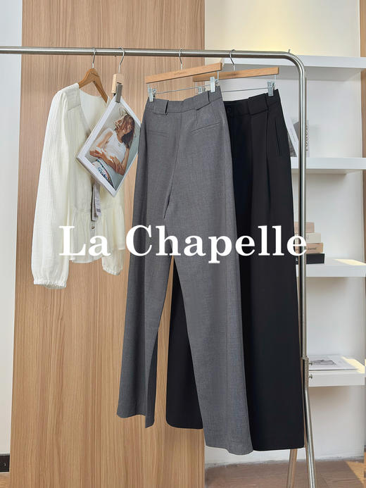 专柜实拍【含绵羊毛】拉夏贝尔/La Chapelle垂顺有型遮胯显瘦~春夏压褶西装裤通勤百搭休闲裤女 商品图2