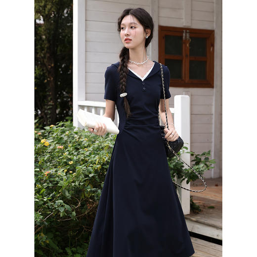 鹿向南【0330/20:00新品前一小时7折限量100件】藏蓝色连衣裙 商品图3