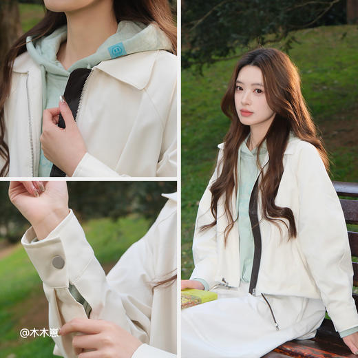 商场同款|森马外套女春oversize插肩袖翻领抽绳2026新款简约夹克 商品图4