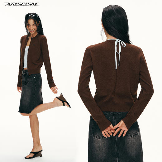Ariseism黑标 51%绵羊毛针织开衫女春季新款上衣 商品图1