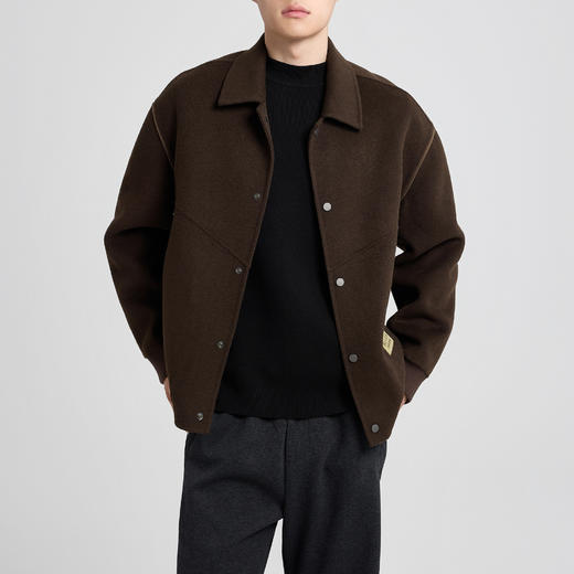 墨麦客男装韩系简约双面呢外套男士2025秋季新款翻领毛呢夹克男潮 商品图2