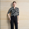 IWY/职场穿搭黑色碎花系带长袖衬衫女高级感时尚穿搭上衣工作服6B02+P2357 商品缩略图3