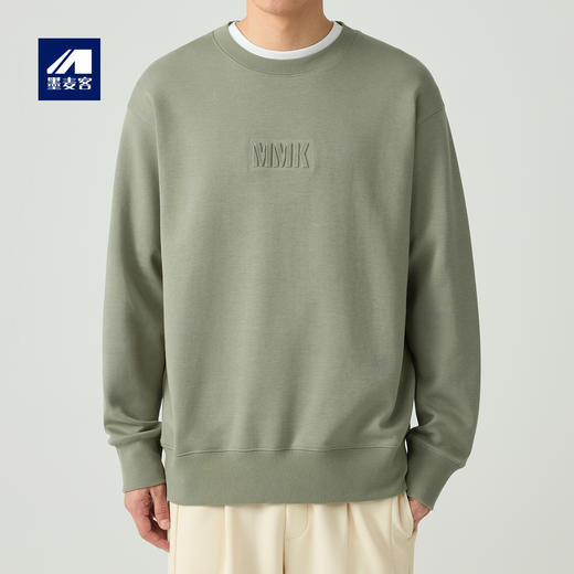 墨麦客330g重磅圆领卫衣男2023秋季新款立体字母压花男士休闲卫衣55418 商品图0