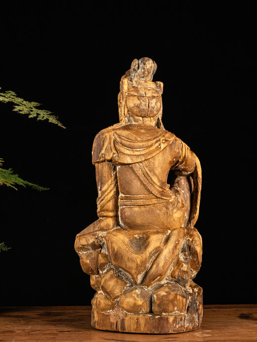 清	木雕自在观音木造像 商品图3