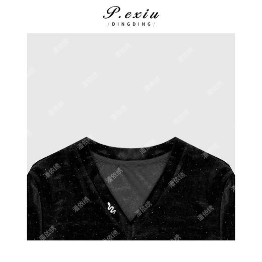 03-5潘依绣丁丁宠粉复古高级烫钻V领五分袖T恤Q3561 商品图2