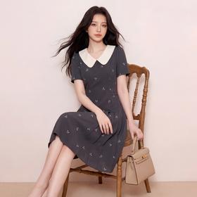 奢姿大码女装2026夏季蝴蝶结减龄娃娃领连衣裙胖妹妹轻奢时尚裙子3262803822