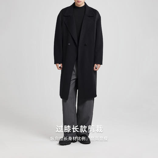 墨麦客韩系长款双面呢大衣男士2025冬季新款绵羊毛休闲保暖外套男 商品图2