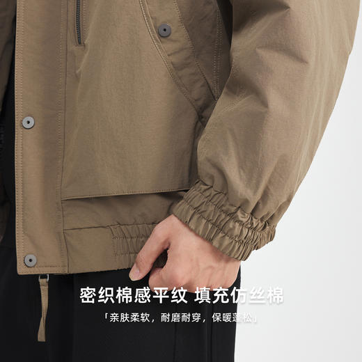 墨麦客男装简约纯色连帽棉衣男冬款羊羔毛内里男士棉服87723 商品图3