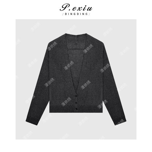 03-5潘依绣丁丁宠粉慵懒极简风V领长袖针织开衫Q1578 商品图0