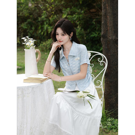 鹿向南【0330/20:00新品前一小时7折限量100件】蓝色T恤 商品图4