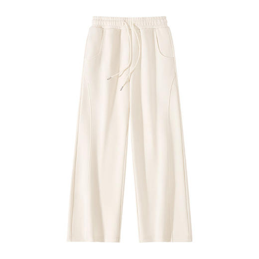 【门店同款】极简风华棉阔腿裤女高腰系带直筒休闲裤垂感显瘦长裤 商品图1