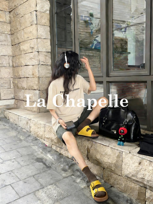 专柜实拍【舒适不束缚】拉夏贝尔/La Chapelle高质感弹力足透气舒适五色圆领字母短袖T恤 商品图7