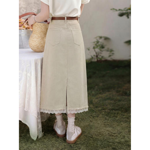 鹿向南【0331/20:00新品前1小时7折限量100件】卡其色A字半身裙女 商品图4