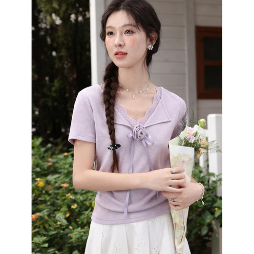 鹿向南【0330/20:00新品前一小时7折限量100件】紫色T恤 商品图2