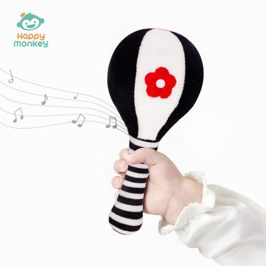 Happy monkey婴儿追视训练黑白早教玩具新生儿抓握训练沙锤哑铃 商品图2
