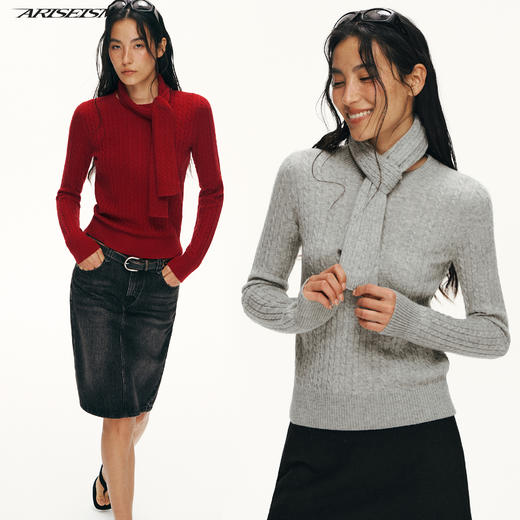 Ariseism黑标 100%羊毛针织衫毛衣女春季新款上衣 商品图2