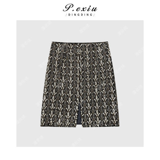 04-1潘依绣丁丁宠粉设计师款立体亮片精致小香半身裙Q69584 商品图1