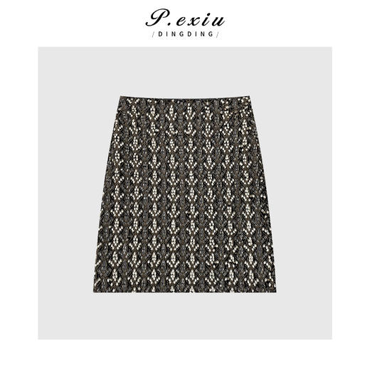 04-1潘依绣丁丁宠粉设计师款立体亮片精致小香半身裙Q69584 商品图0