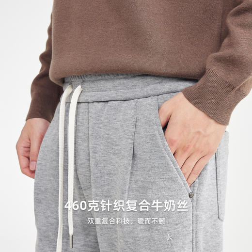 墨麦客男装松紧腰加绒休闲裤男2025冬新款简约直筒男士裤子91485 商品图1