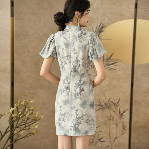 米思阳2025夏季新款新中式国风天丝连衣裙别致设计复古旗袍裙2471 商品图3