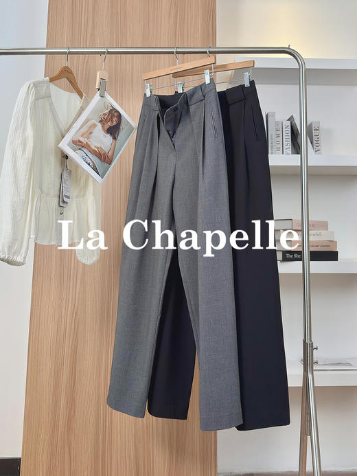 专柜实拍【含绵羊毛】拉夏贝尔/La Chapelle垂顺有型遮胯显瘦~春夏压褶西装裤通勤百搭休闲裤女 商品图1
