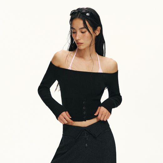 Ariseism黑标 羊毛短款针织衫上衣女春季新款上衣 商品图2