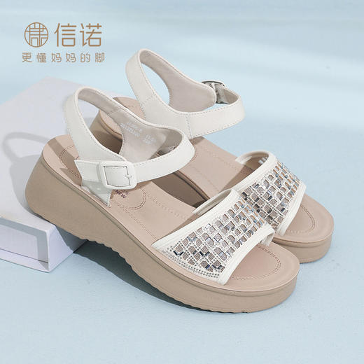 信诺一字带凉鞋厚底凉鞋女外穿时装凉鞋2026夏季新款软底妈妈凉鞋6L906-6 商品图2