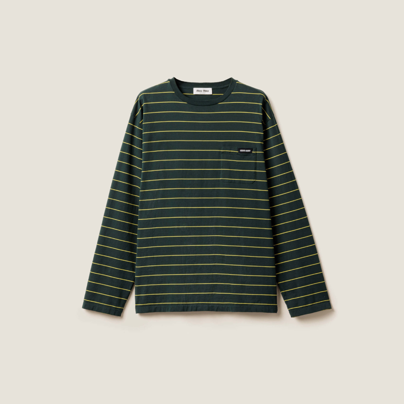 MIU-T 墨绿黄条纹长袖