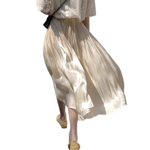 【仙女流光裙】丝光感气质半身裙！2026女修身显瘦中长款A字裙垂坠飘逸夏季欧根纱裙子！ 商品图4