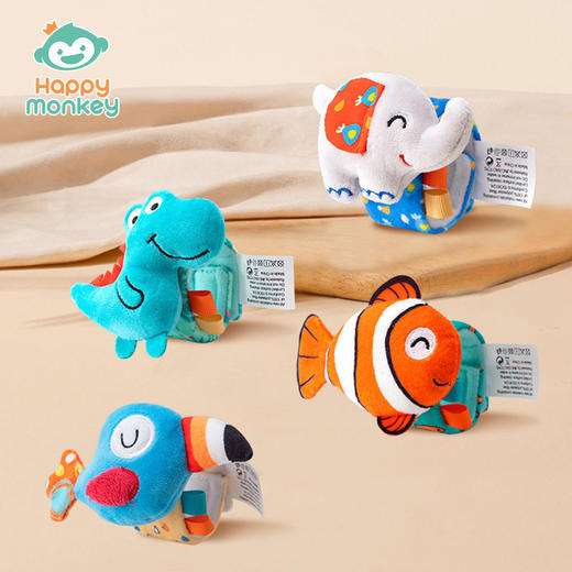 Happy monkey婴儿手腕带摇铃玩具宝宝卡通动物手表带新生儿礼物 商品图2