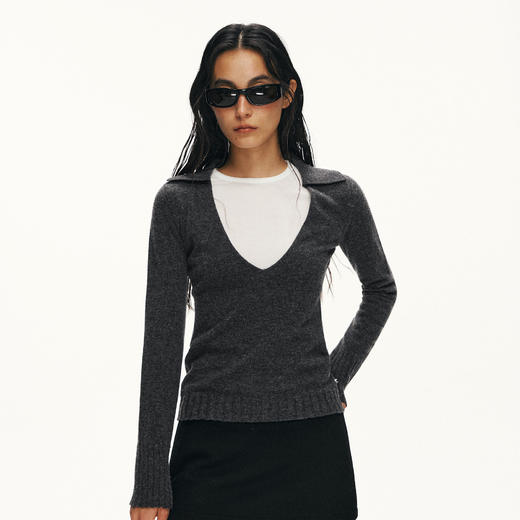 Ariseism黑标 50%羊毛长袖针织衫毛衣女春季新款上衣 商品图4