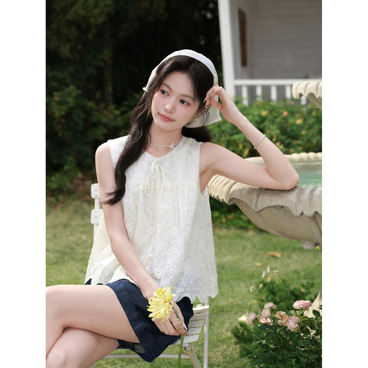 鹿向南【0331/20:00新品前1小时5折限量100件】杏色蕾丝背心吊带 商品图4