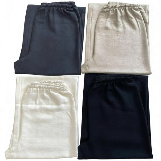 row丝麻裤。 白色。 卡其色。 黑色。 灰色。 商品图6