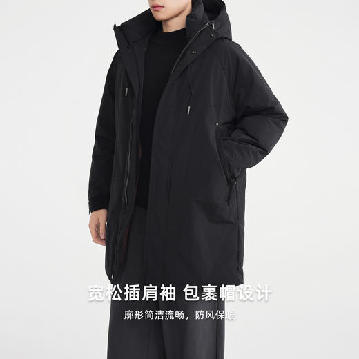 墨麦客男装简约中长款男士羽绒服2025冬新款连帽羽绒外套男88863 商品图1