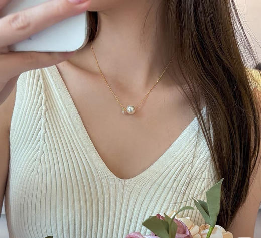 极光天女路路通戴妃进口天然贝珠施华洛世奇锆石项链耳钉 商品图6