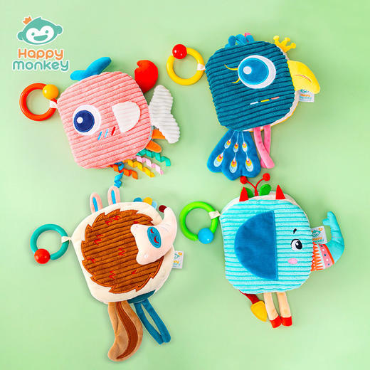 Happy monkey尾巴布书婴儿6月可啃咬撕不烂立体认知益智宝宝玩具 商品图0