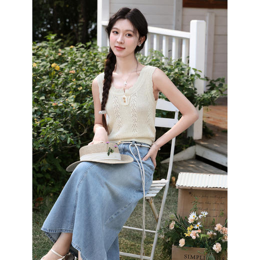 鹿向南【0330/20:00新品前一小时7折限量100件】蓝色半身裙 商品图4