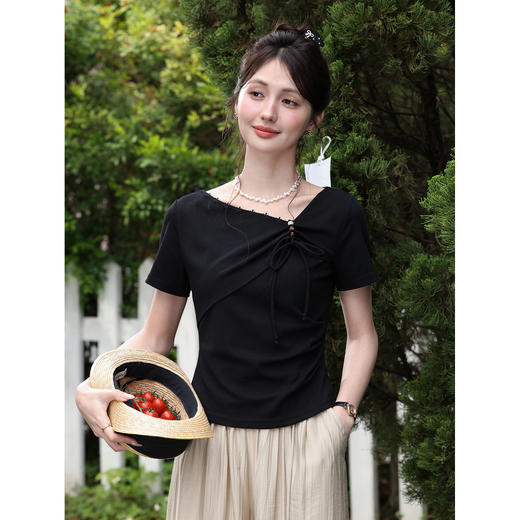 鹿向南【0330/20:00新品前一小时7折限量100件】黑色T恤 商品图3